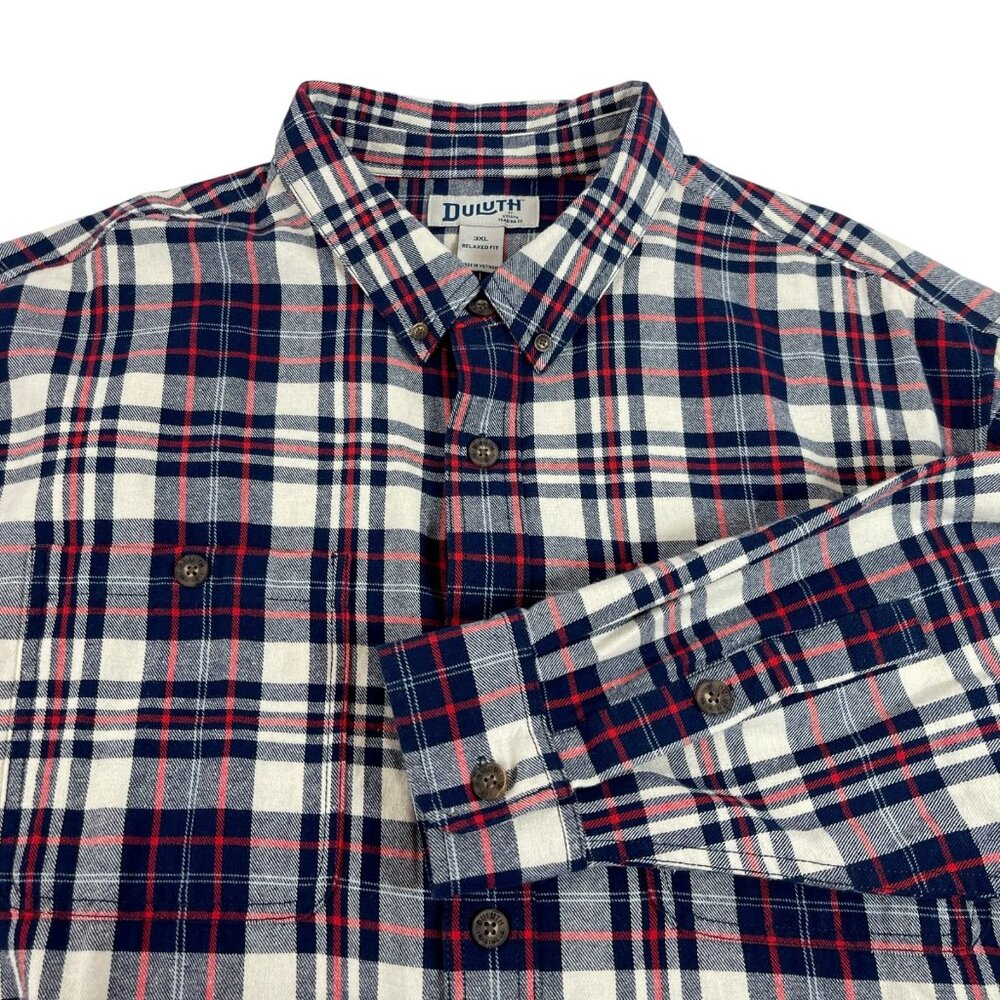 Duluth Relaxed Free‎ Swingin Plaid Flannel Button Shirt Mens 3XL Cotton Pocket